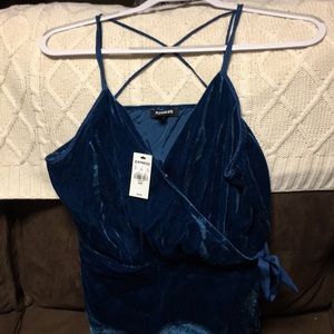 NWT express blue velvet wrap cami
